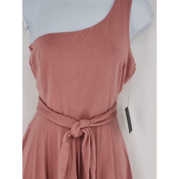 Lulu's One-Shoulder Wrap Waist Romper Mauve Pink Size M - Picture 4 of 12